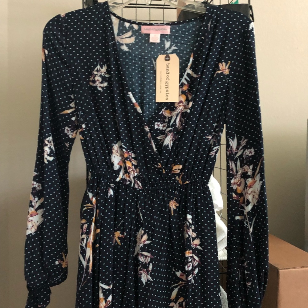 NWT Band of Gypsies High Low Floral Polka Dot